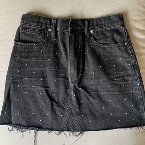 Madewell Denim A-Line Mini Skirt. Dark gray with metallic dots size 27
